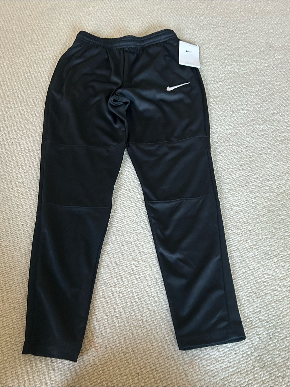 Nike boys Black Athletic Jogger Pants with White Swoosh 8-10